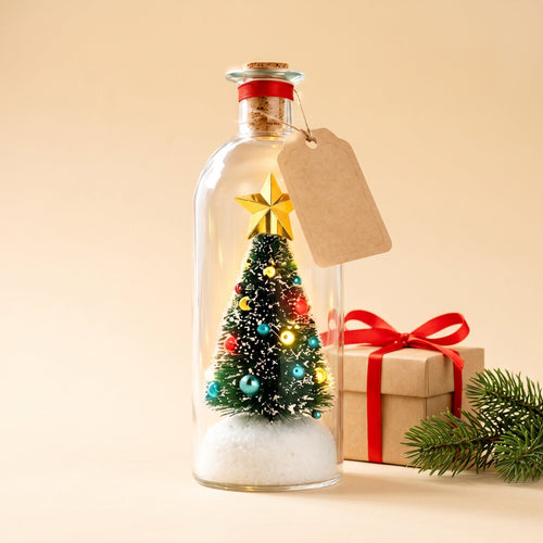 Moonlissa Christmas wishing bottle with a kraft gift tag